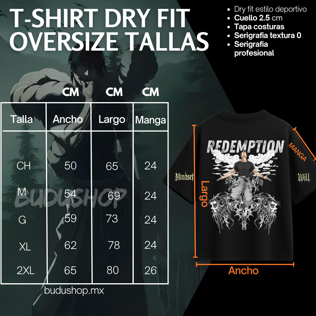Drop-02 Playera oversize dry fit - Toji Fushiguro •REDEMPTION•